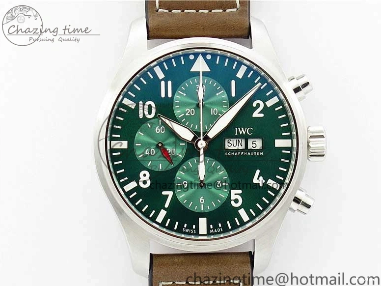 MIROTIME 0509 Pilot Chrono IW377726 ZF 1:1 Best Edition Green Dial on Brown Leather Strap A Trendsetting 7125